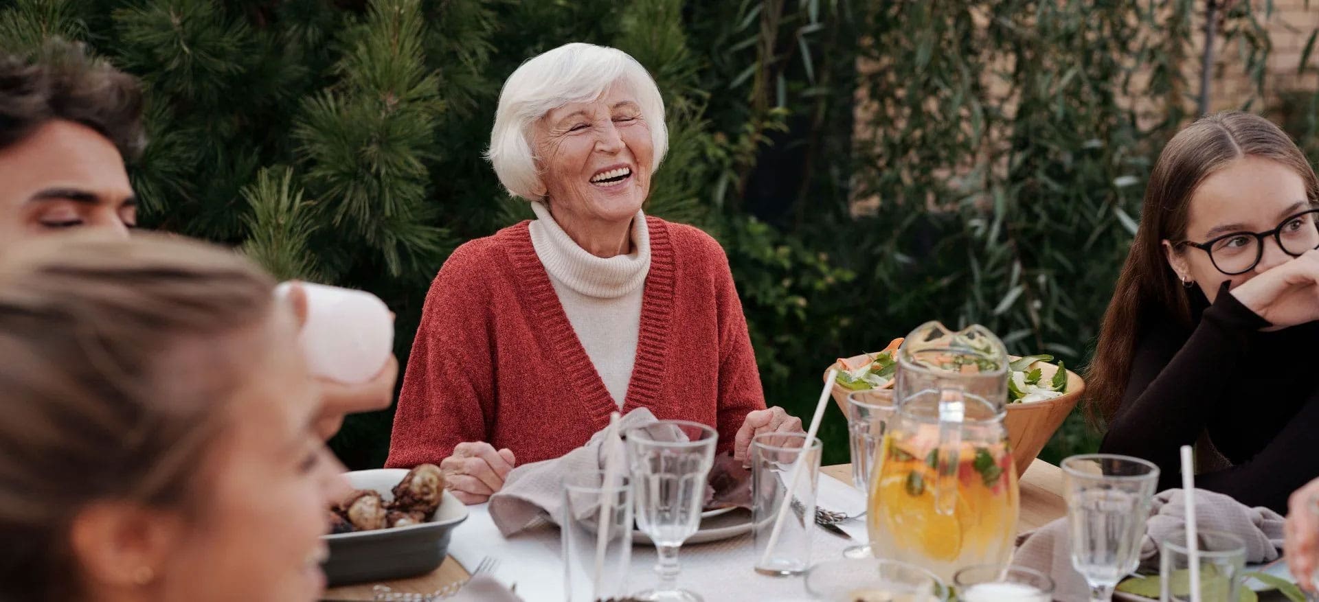 happy citezen eating with family